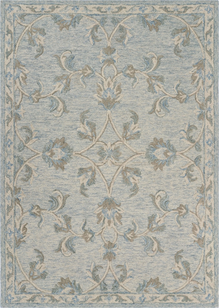 5 x 7 ft. Filigree Rectangle Area Rug - Blue & Cream