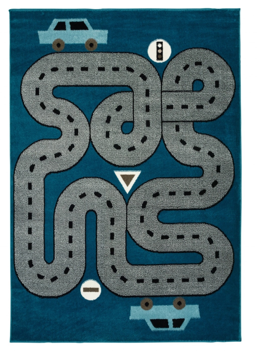 5 x 7 ft. Imaginative Racetrack Rectangle Area Rug, Navy