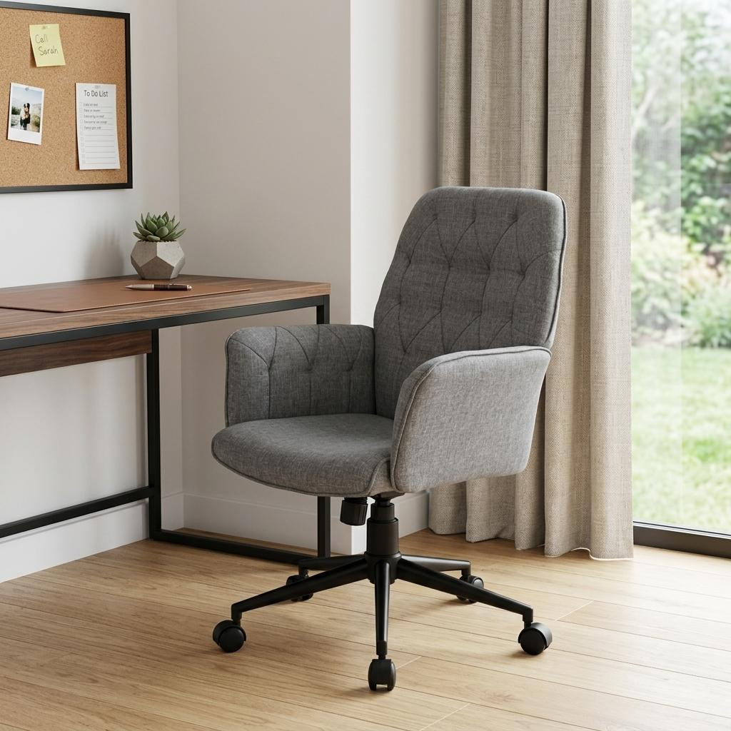 724213 37 in. Gray Adjustable Height Swivel Rolling Executive Office Chair