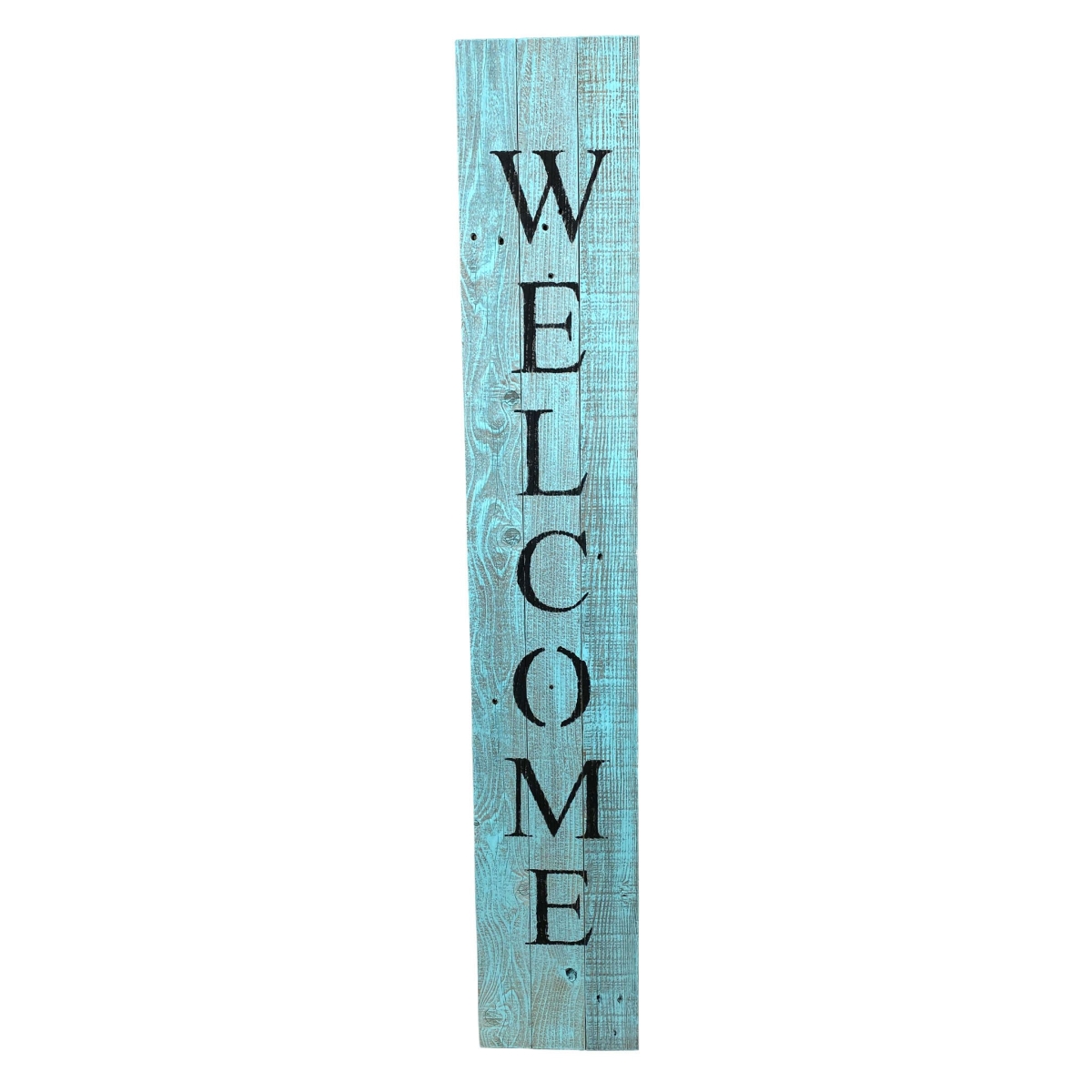 60 x 10.25 x 1.38 in. Rustic Light Aqua Blue Front Porch Welcome Sign