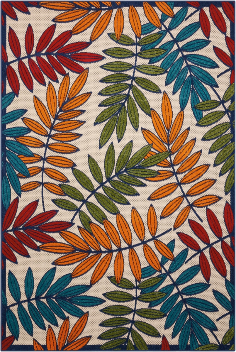 4 x 6 ft. Multi Color Leaves Indoor & Outdoor Area Rug