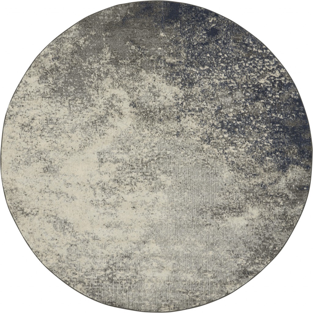 8 ft. Round Abstract Area Rug - Charcoal & Ivory - 8'