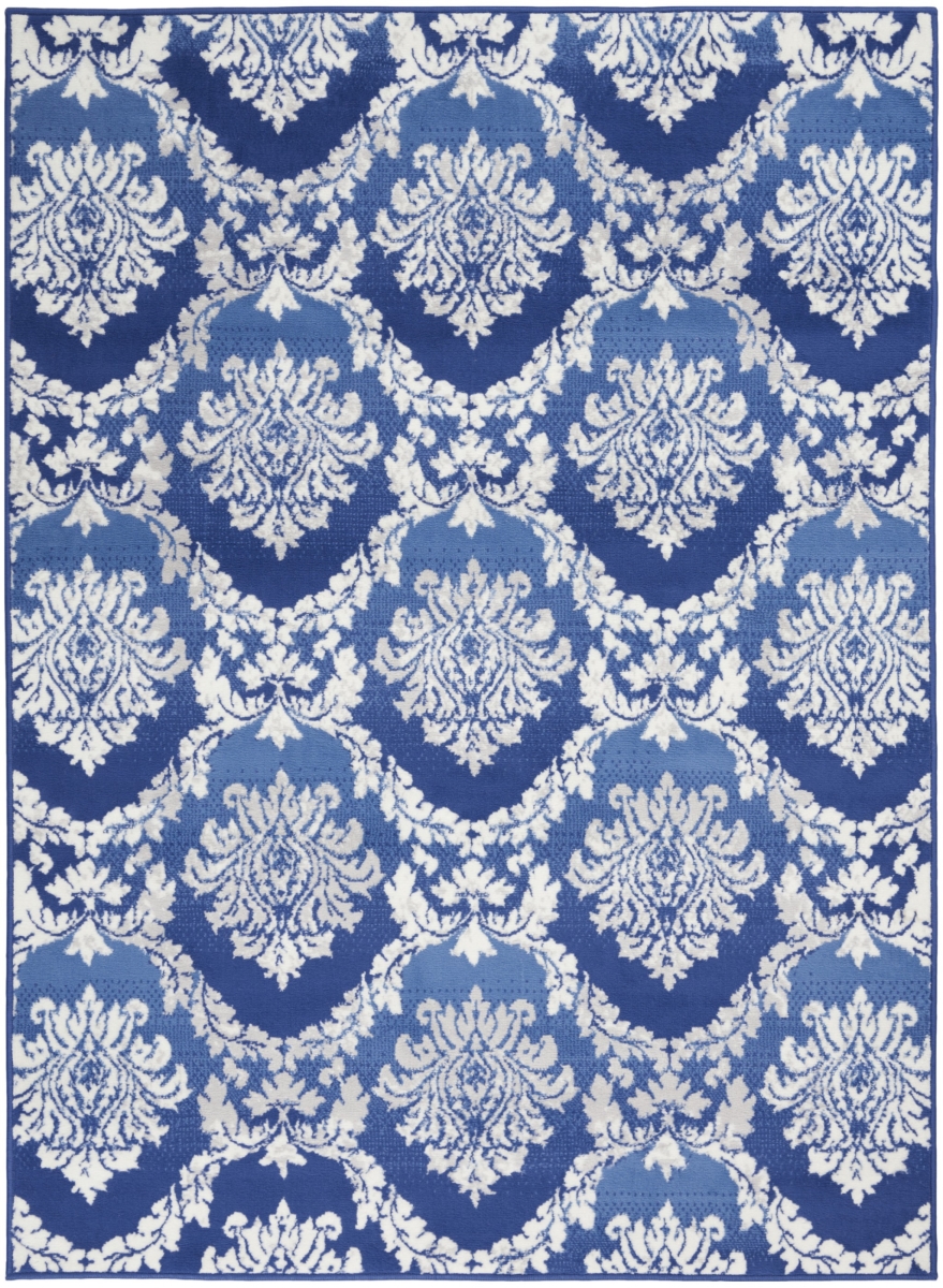 385819 4 x 6 ft. Blue & Ivory Damask Area Rug