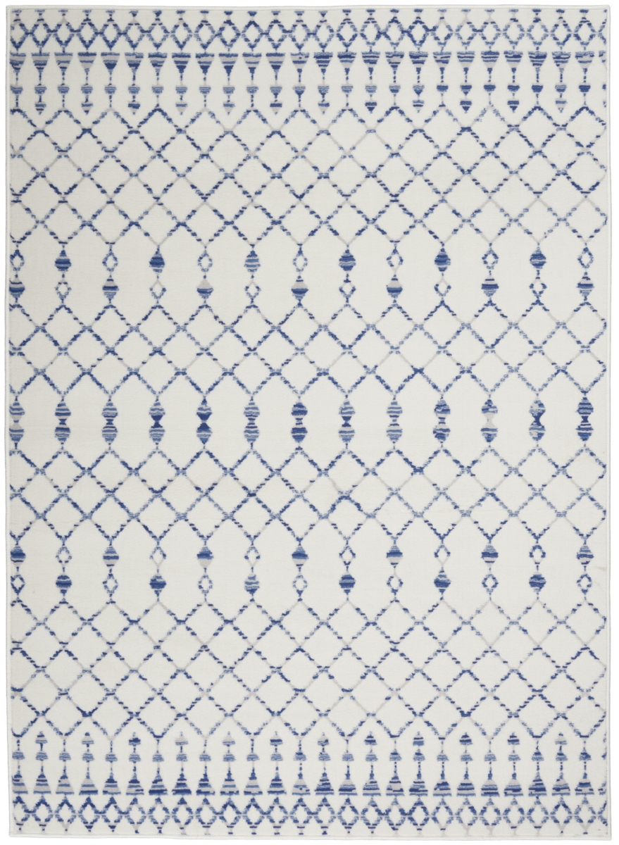385826 4 x 6 ft. Ivory & Blue Berber Pattern Area Rug