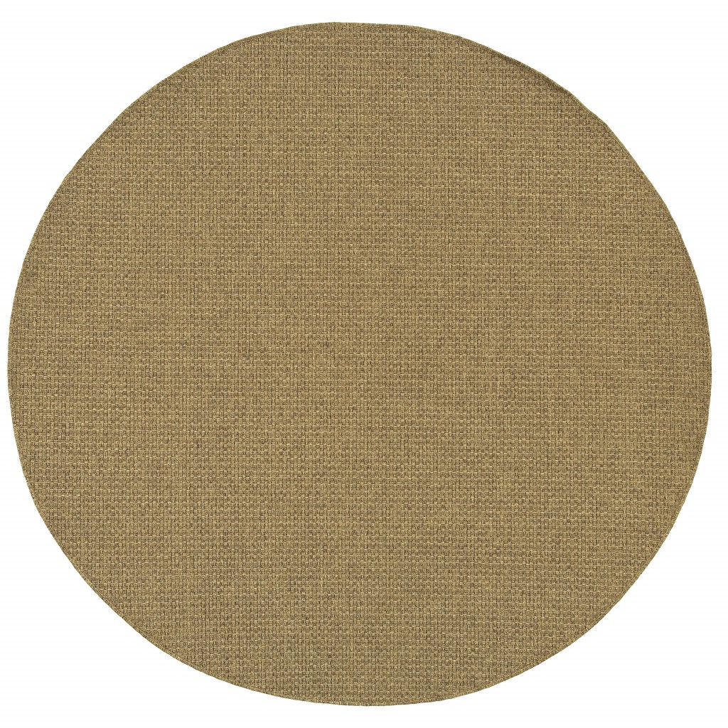 8 ft. Round Solid Tan Indoor & Outdoor Area Rug - Tan - 8'