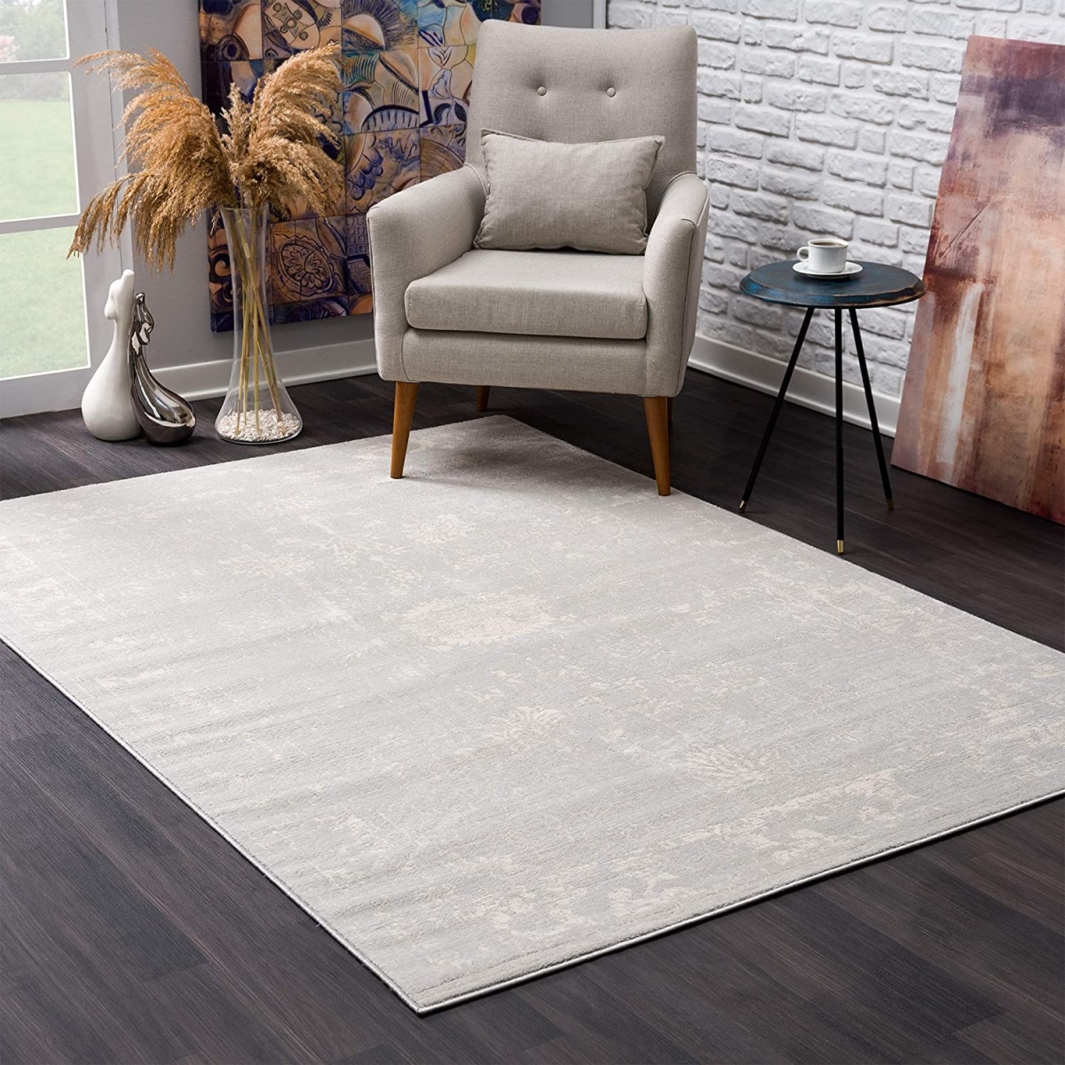 8 x 11 ft. Modern Gray Distressed Area Rug