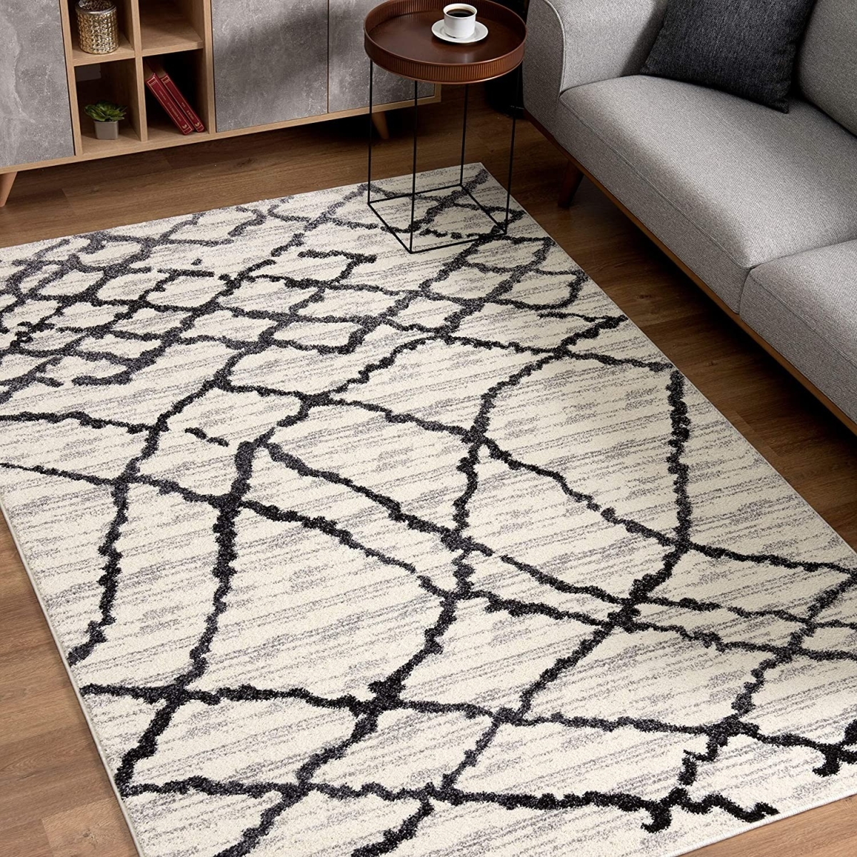 4 x 6 ft. Gray & Black Modern Abstract Area Rug