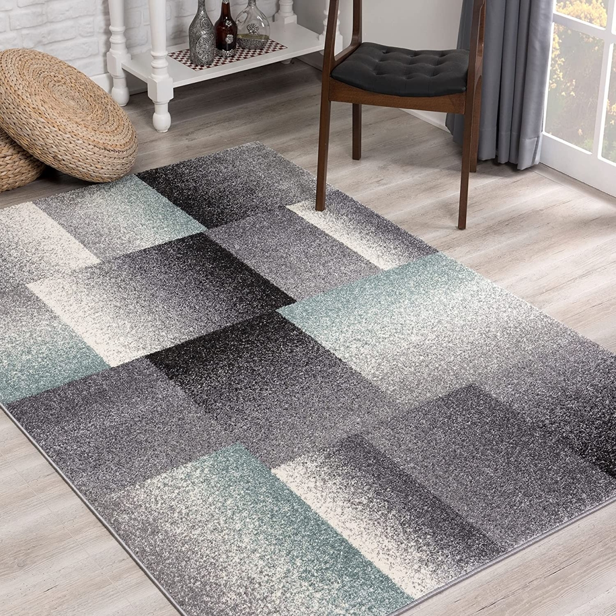7 x 9 ft. Gray Modern Geometric Area Rug