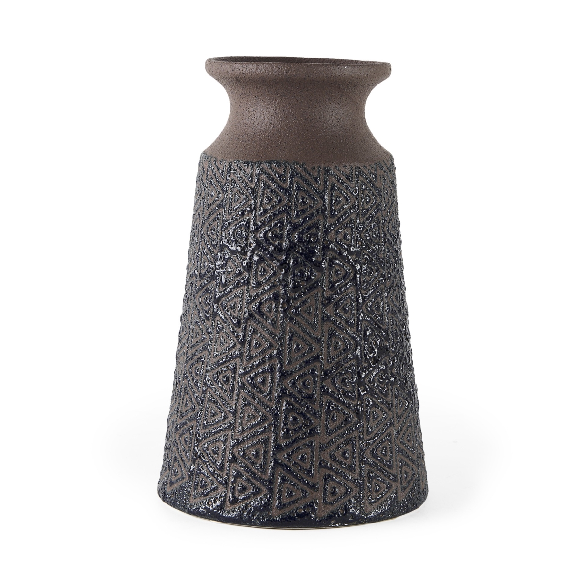 Picture of HomeRoots 397490 11 in. Brown & Blue Tribal Ceramic Vase