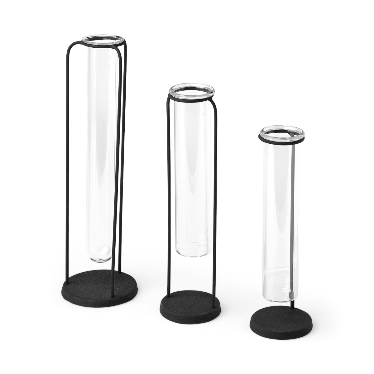 Picture of HomeRoots 397492 11 x 3 x 3 in. Black Test Tube Stand Vases