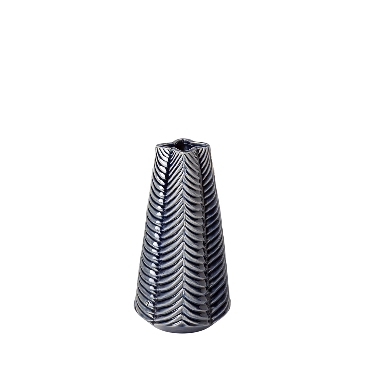 10 in. Navy Blue Glaze Layered Patterned Star Vase