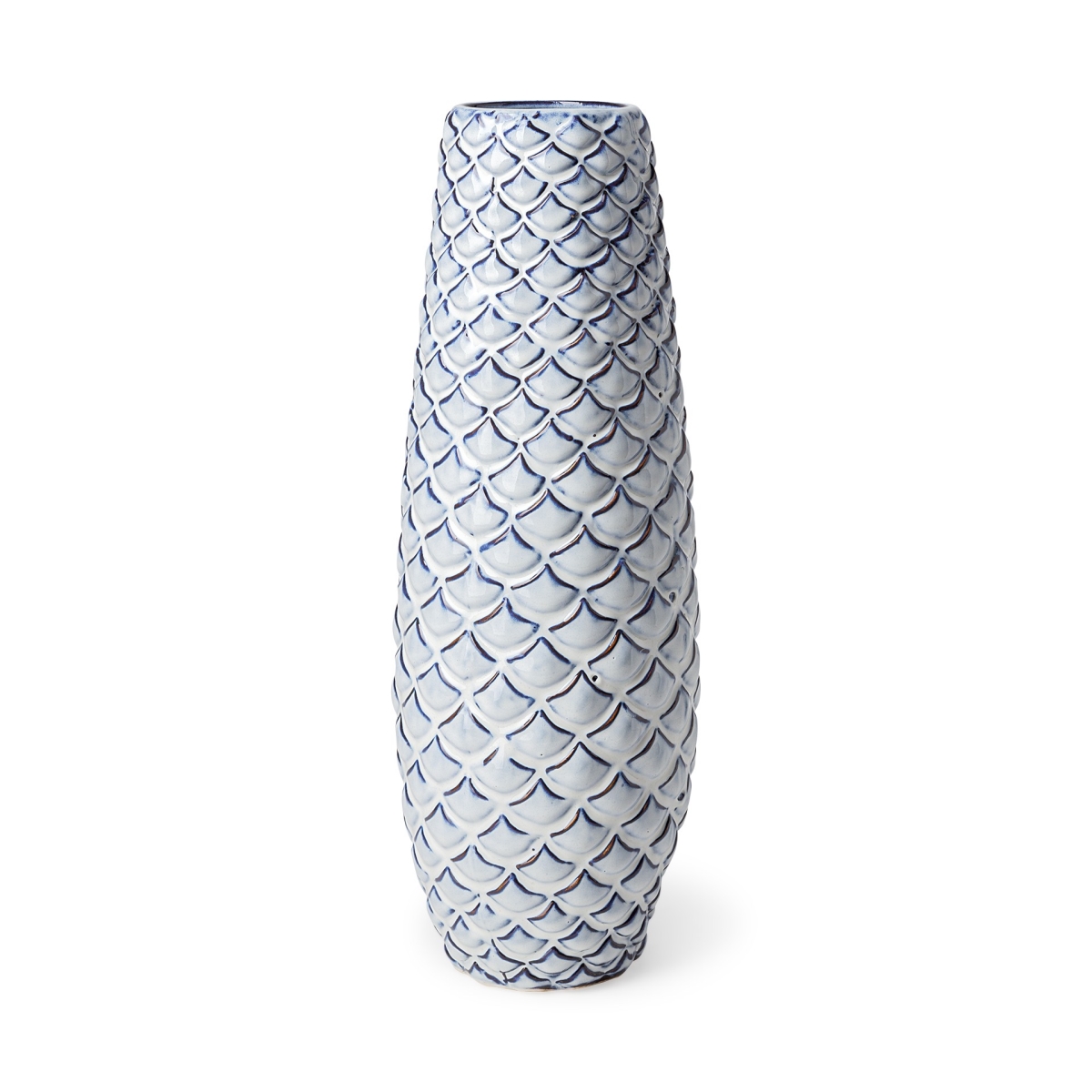 Picture of HomeRoots 397526 16 in. Aqua Blue Glaze Fishscale Pattern Ceramic Vase