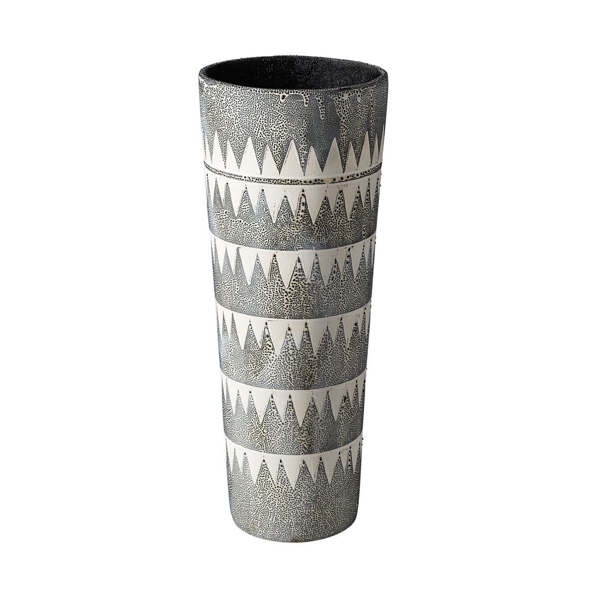 Picture of HomeRoots 397534 19 x 7 x 7 in. Gray & White Tribal Pattern Vase