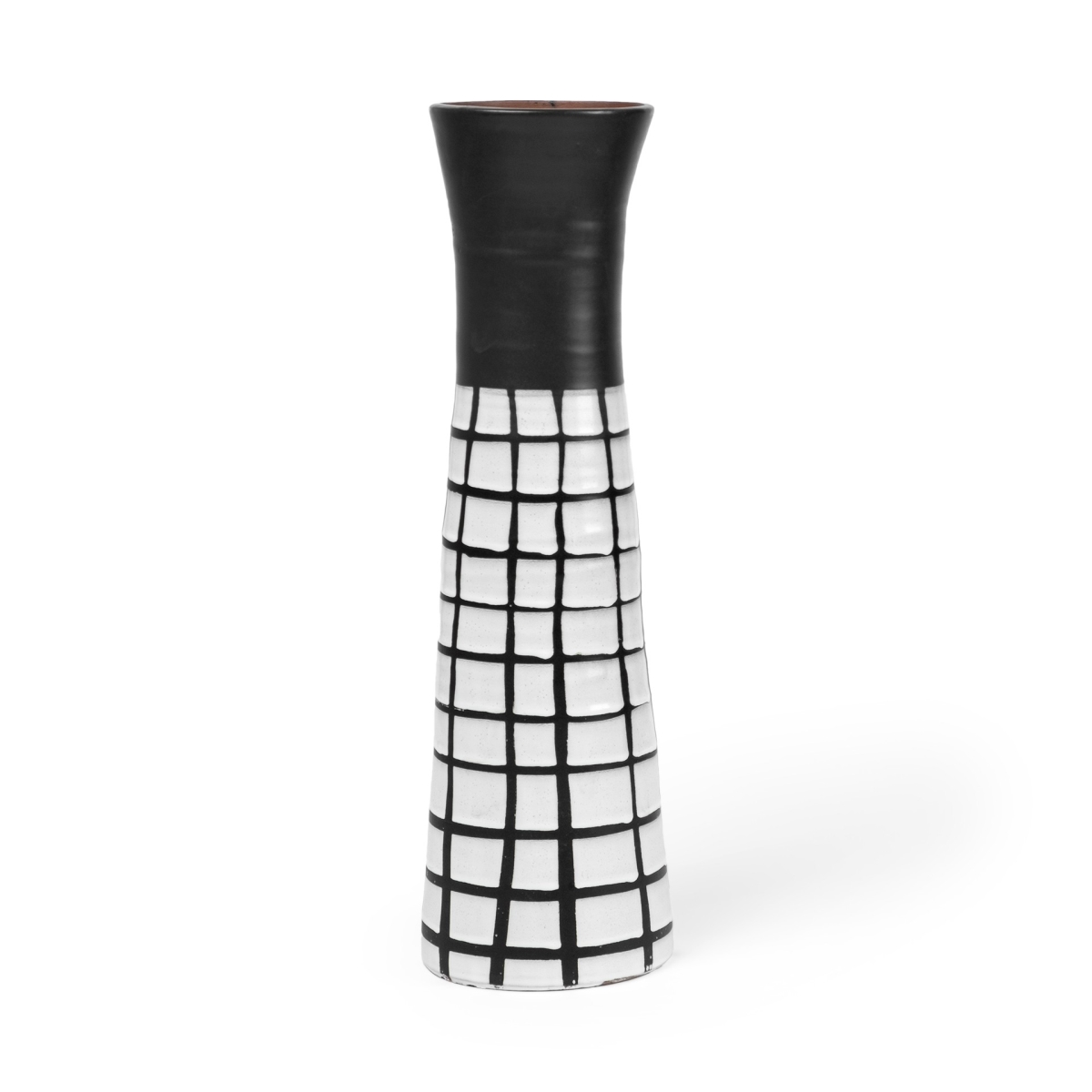 Picture of HomeRoots 397550 17 in. Modern Grid Ceramic Vase&#44; Black & White