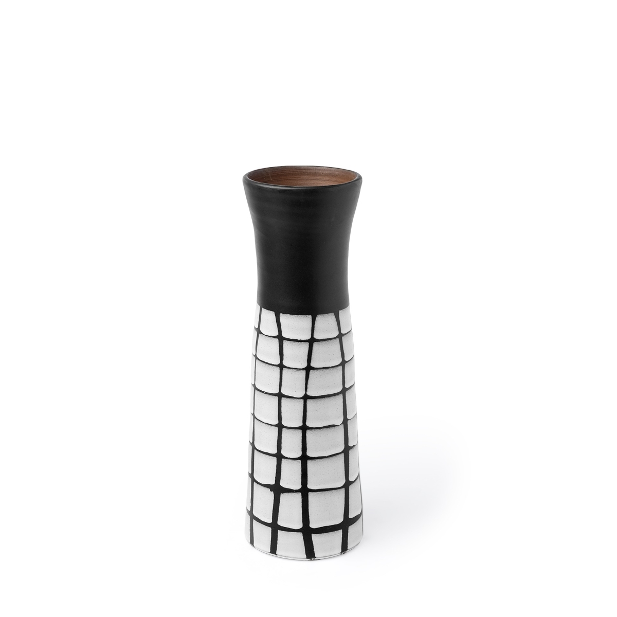 Picture of HomeRoots 397551 24 in. Black & White Modern Grid Ceramic Vase