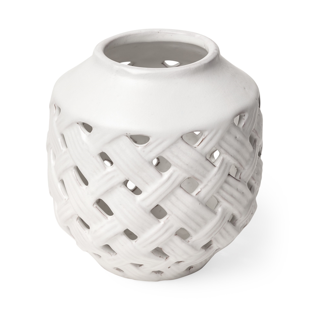 Picture of HomeRoots 397556 Ceramic Latticed Vase, White