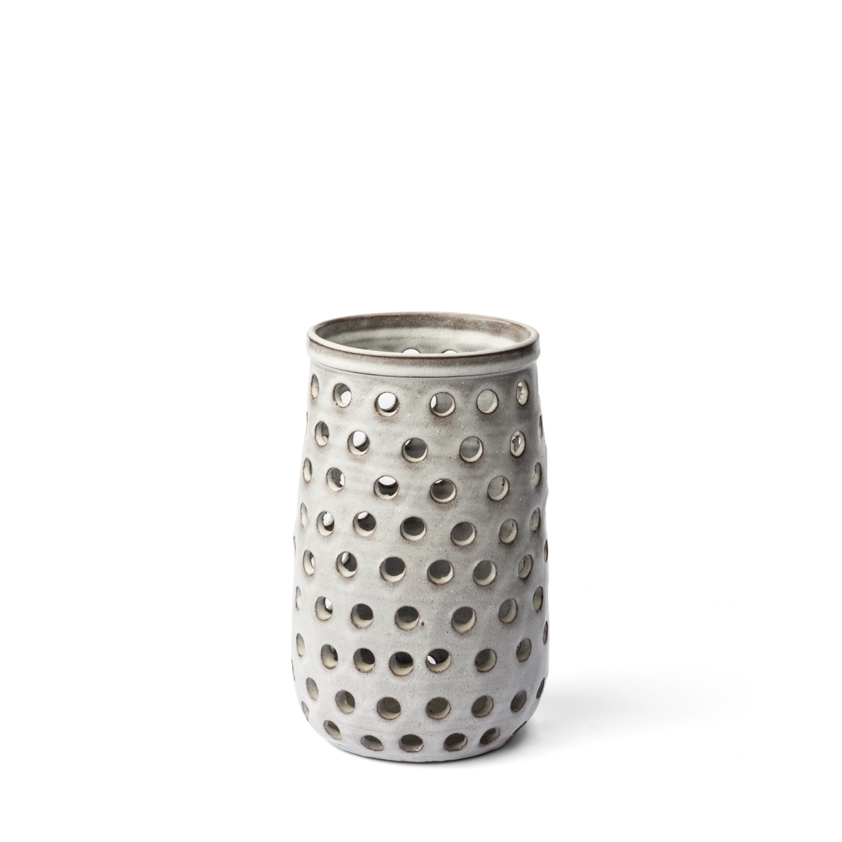 Picture of HomeRoots 397557 12 in. Organic Glaze Pierced Dot Ceramic Vase, Rustic White