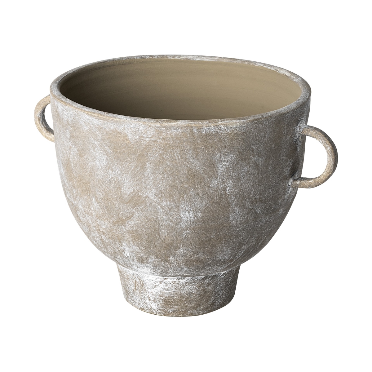 Picture of HomeRoots 397565 10 in. Organic Finish Whitewash Ceramic Vase&#44; Rustic Brown