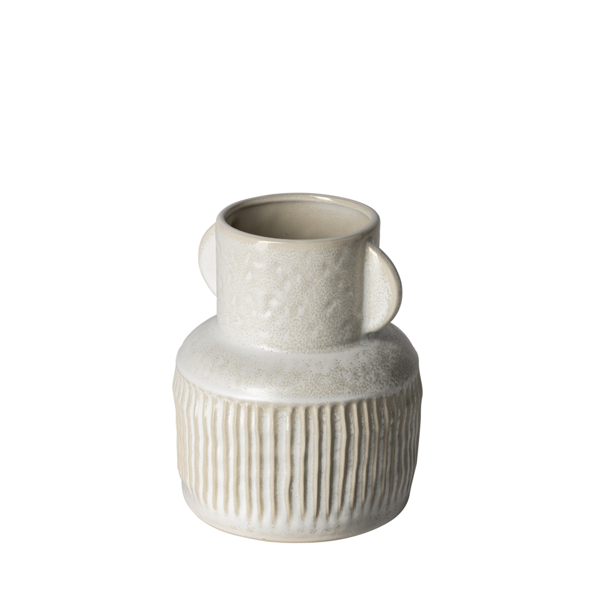 Picture of HomeRoots 397566 8 in. Whitewash Handled Textured Ceramic Vase