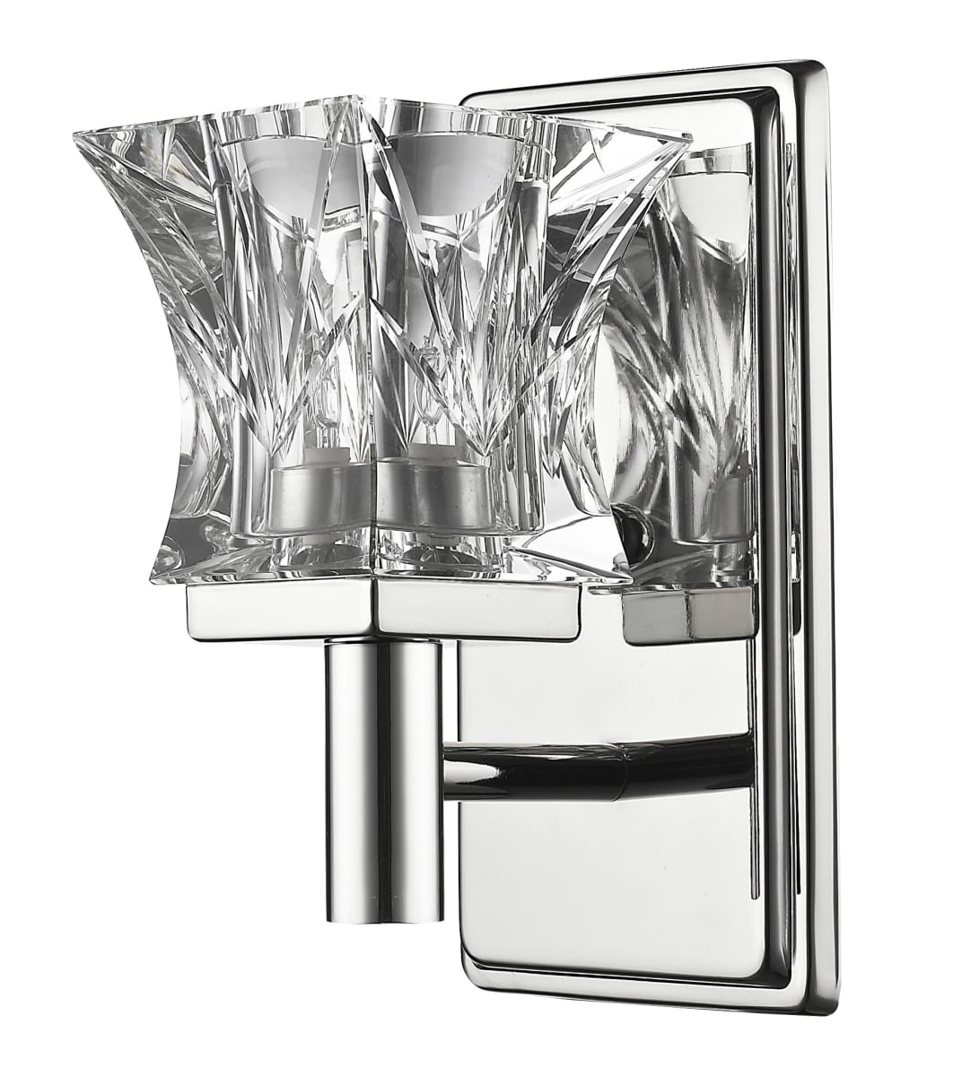 398800 8 x 4.5 x 5 in. Arabella 1-Light Polished Nickel Sconce with Pressed Crystal Shade