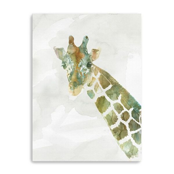 40 x 30 in. Green Abstract Marble Watercolor Giraffe Canvas Wall Art