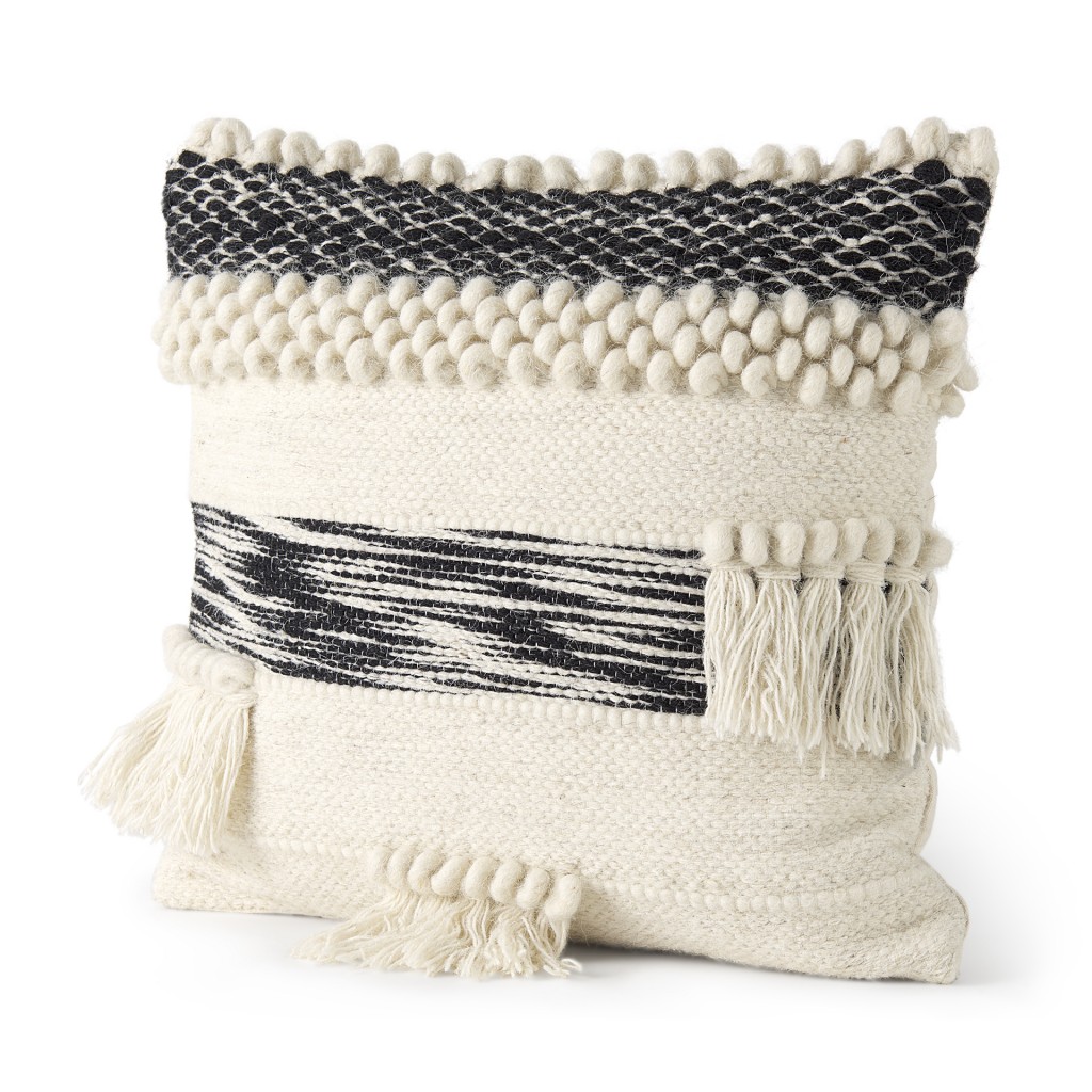 1 x 18 x 18 in. Boho Black & White Accent Pillow Cover