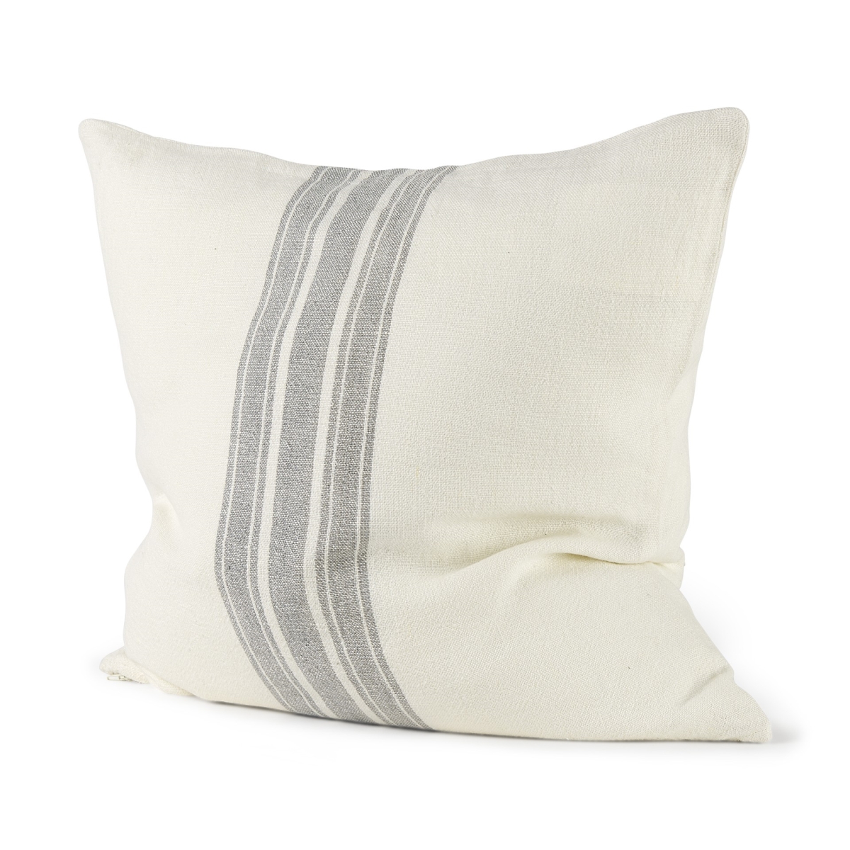 Pillow Cover with Ash Gray Stripes, Off White