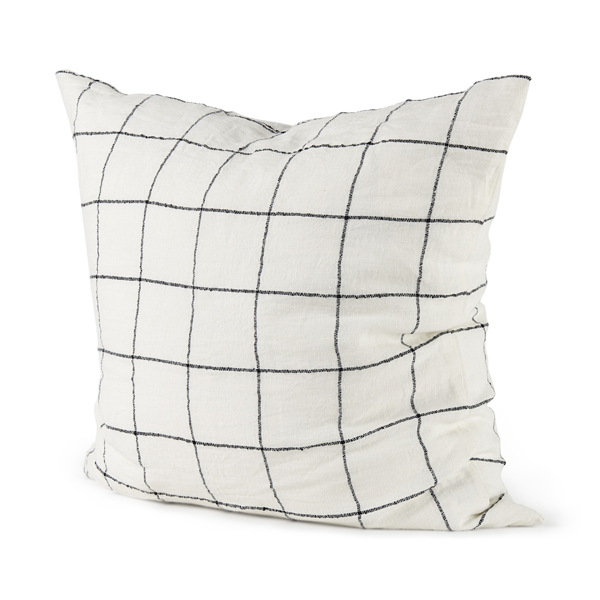 Grid Square Accent Pillow Cover, White & Black