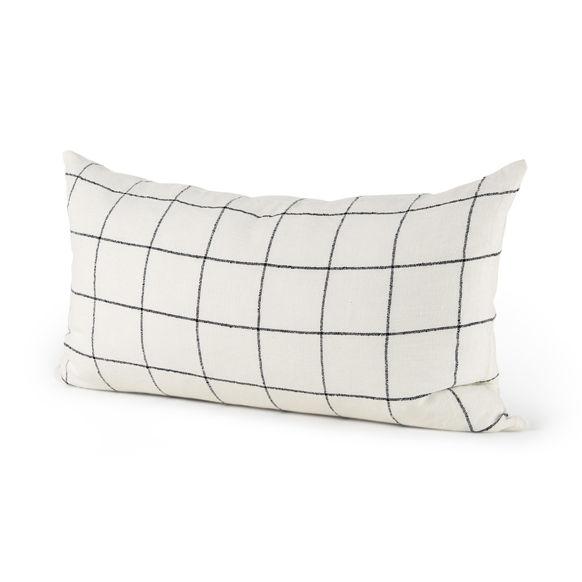 Grid Lumbar Accent Pillow Cover, White & Black