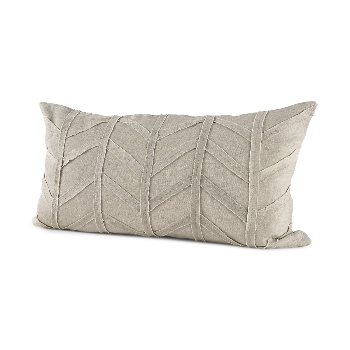 Chevron Textured Lumbar Pillow Cover, Beige & Light Gray