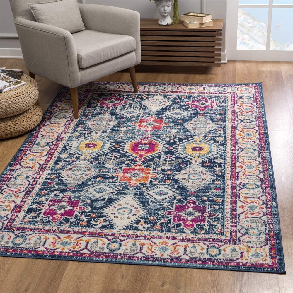 2 x 5 ft. Navy Traditional Decorative Rectangle Rug, Navy