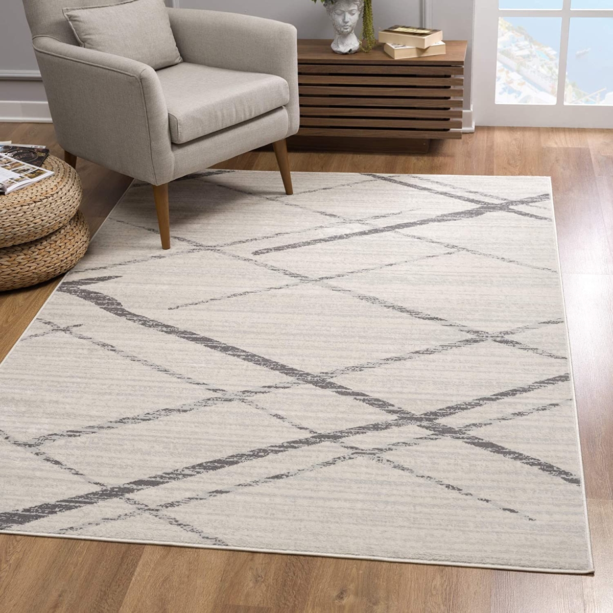 4 x 6 ft. Gray Modern Abstract Pattern Area Rug