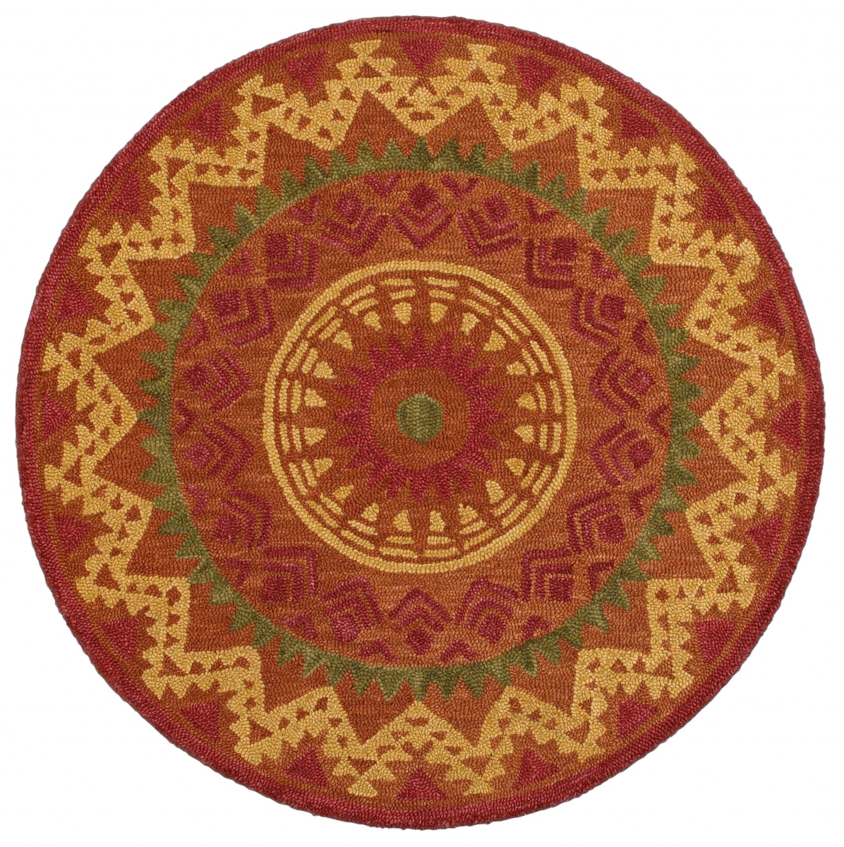393643 4 ft. Round Orange Decorative Area Rug