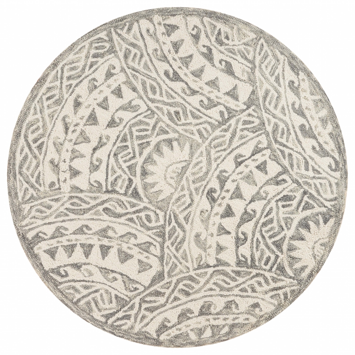 6 ft. Round Decorative Waves Area Rug - Gray