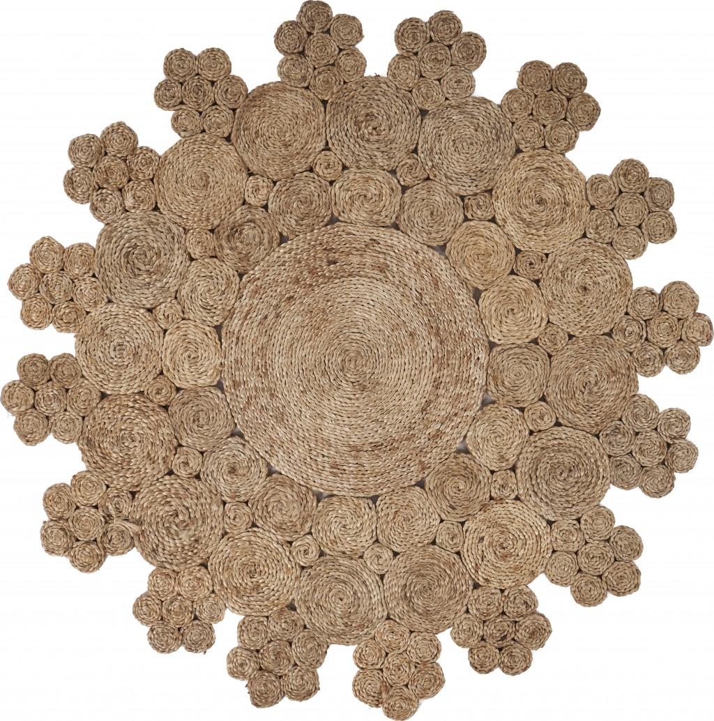 72 x 72 in. Dazzling Concentric Natural Boutique Jute Rug