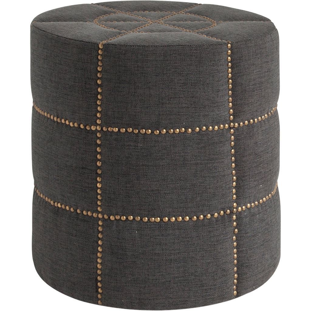 Picture of HomeRoots 394247 Ottoman with Metal Detailing, Dark Gray