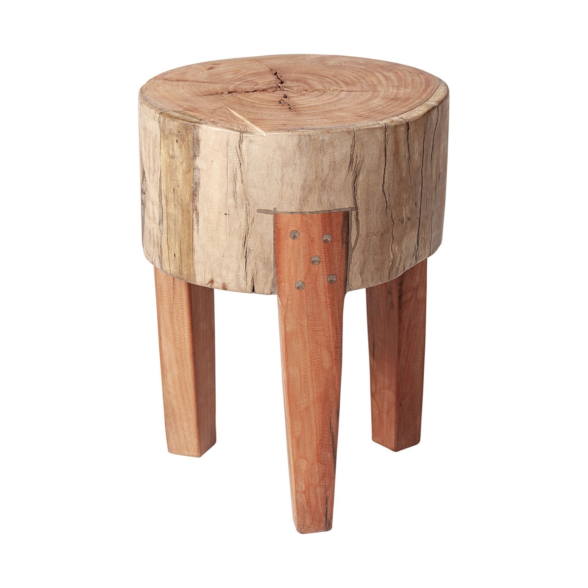 Picture of HomeRoots 394251 18 in. Modern Farmhouse Reclaimed Wood Stool, Natural Brown