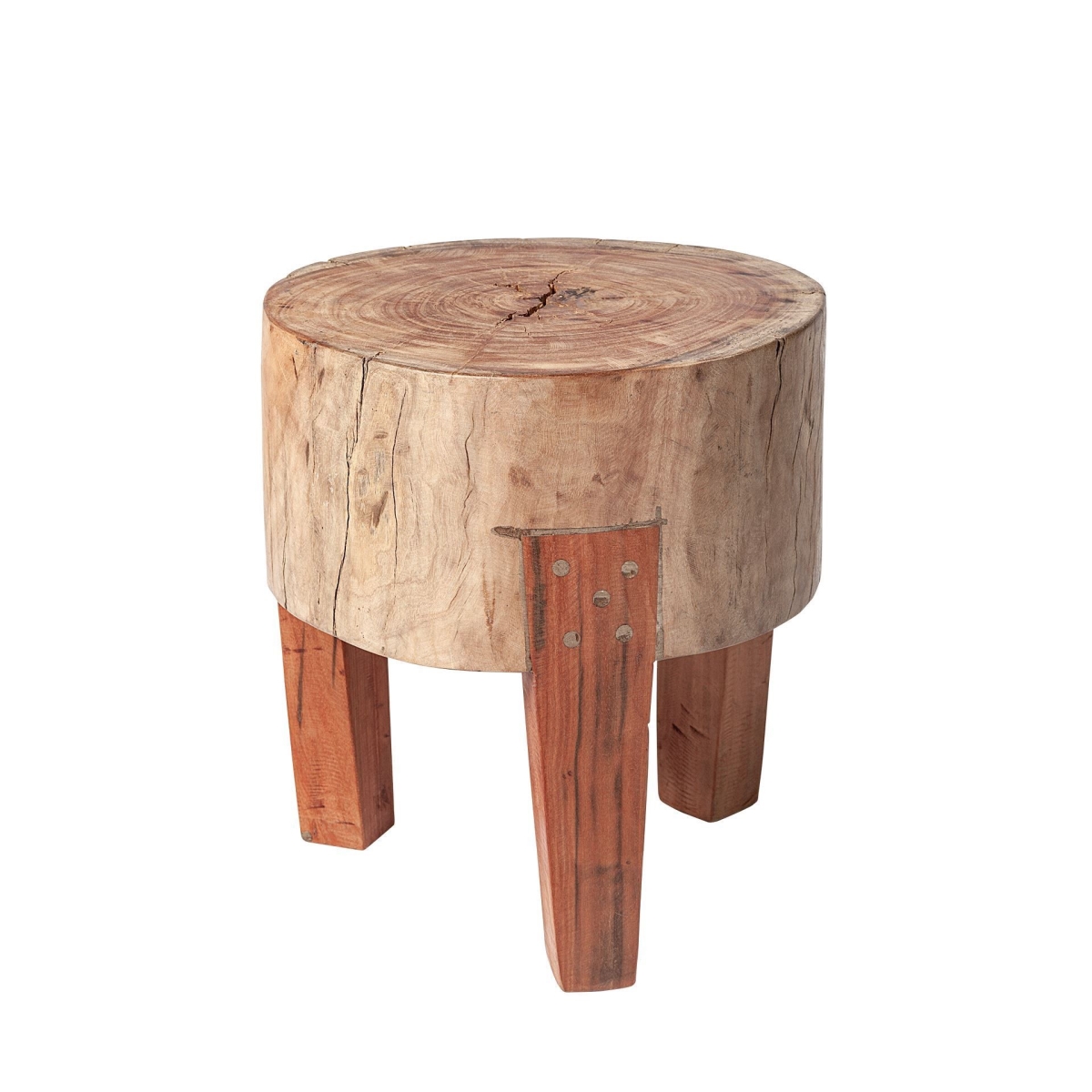Picture of HomeRoots 394252 15 in. Modern Farmhouse Reclaimed Wood Stool, Natural Brown