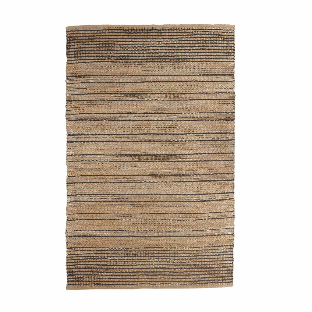 8 x 10 ft. Tan & Black Eclectic Striped Area Rug