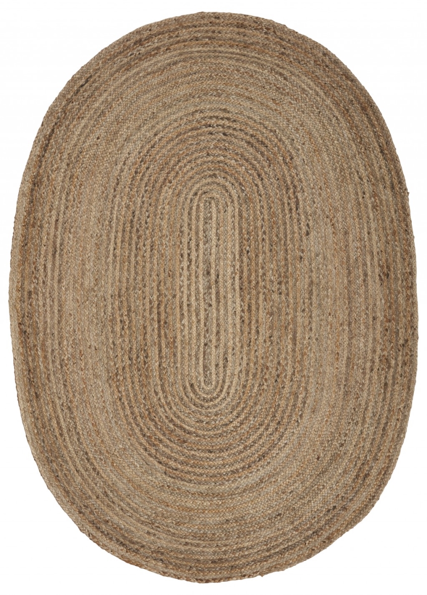 7 ft. Brown Oval Shaped Jute Area Rug - Brown - 7'