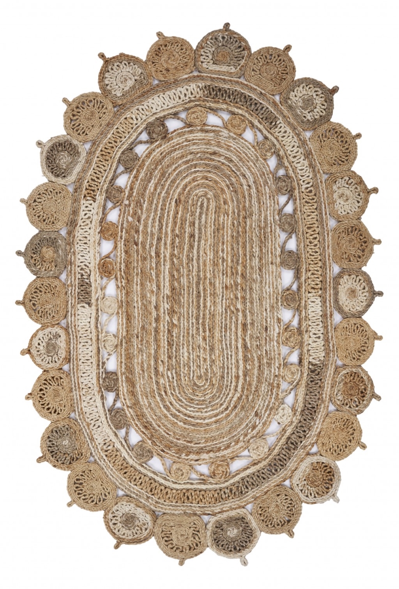 395179 9 ft. Oval Shaped Natural Toned Area Rug