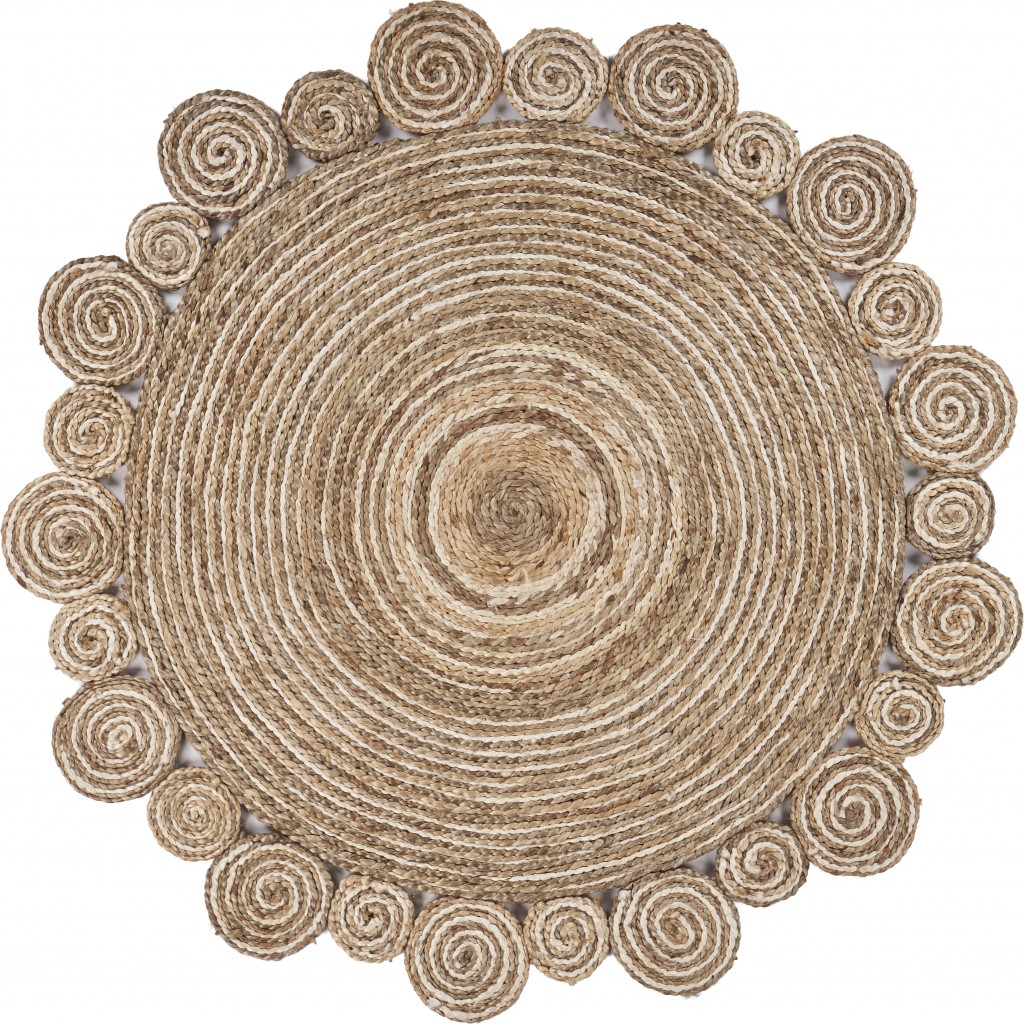 8 ft. Round Natural Coiled Area Rug - Natural - 8'
