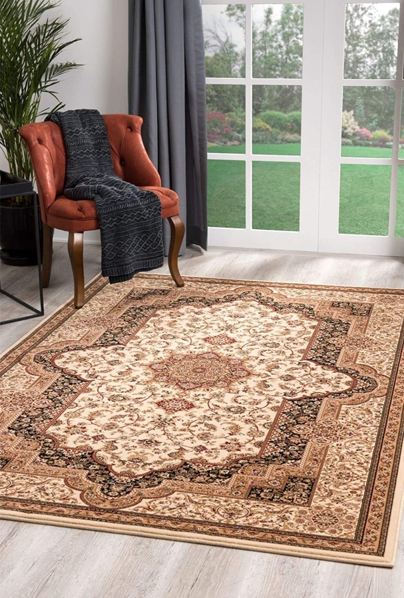 395193 8 x 11 ft. Cream & Black Decorative Area Rug