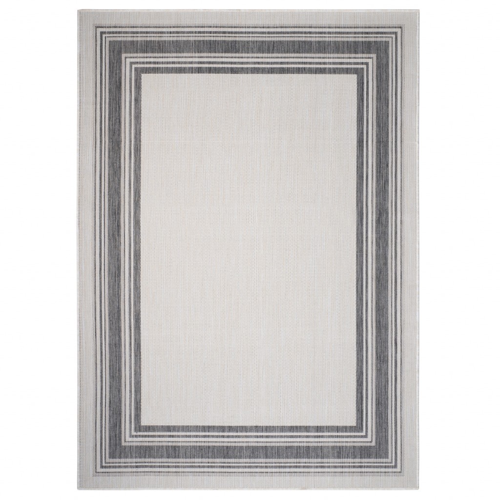 3 x 5 ft. Gray Framed Indoor & Outdoor Area Rug