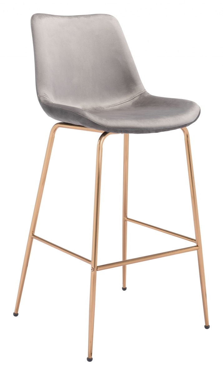 396385 Tony Bar Chair, Gray & Gold -  HomeRoots