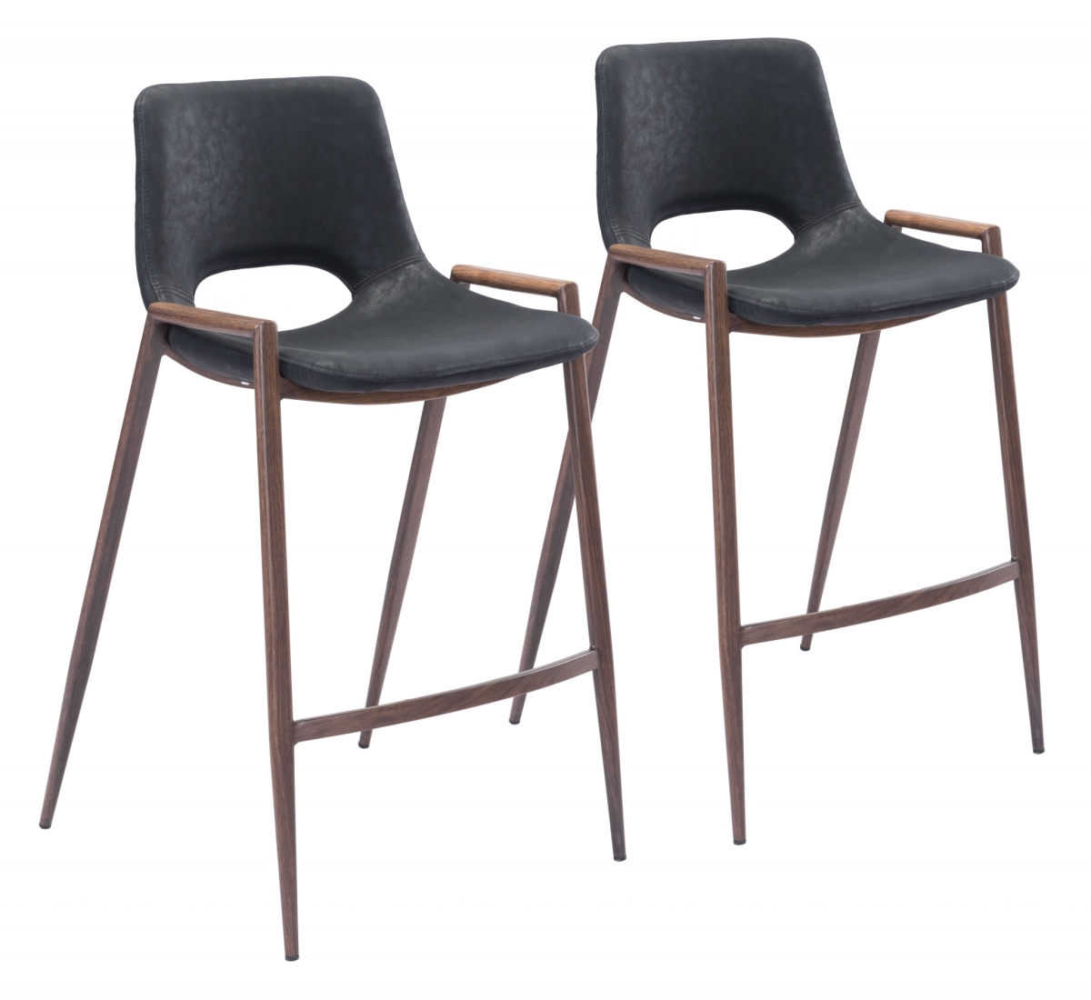 396495 Retro Modern Funk Counter Chairs, Black - Set of 2