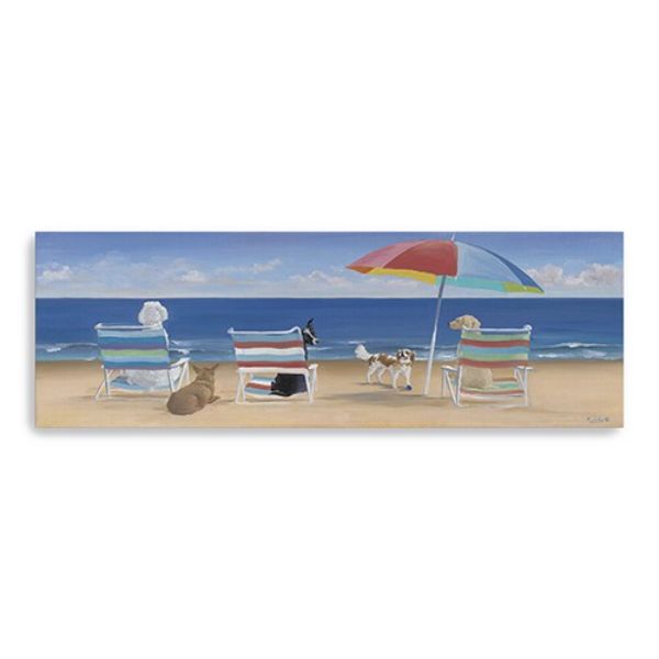 397368 60 x 20 in. Dogs Perfect Beach Day Blue Canvas Wall Art