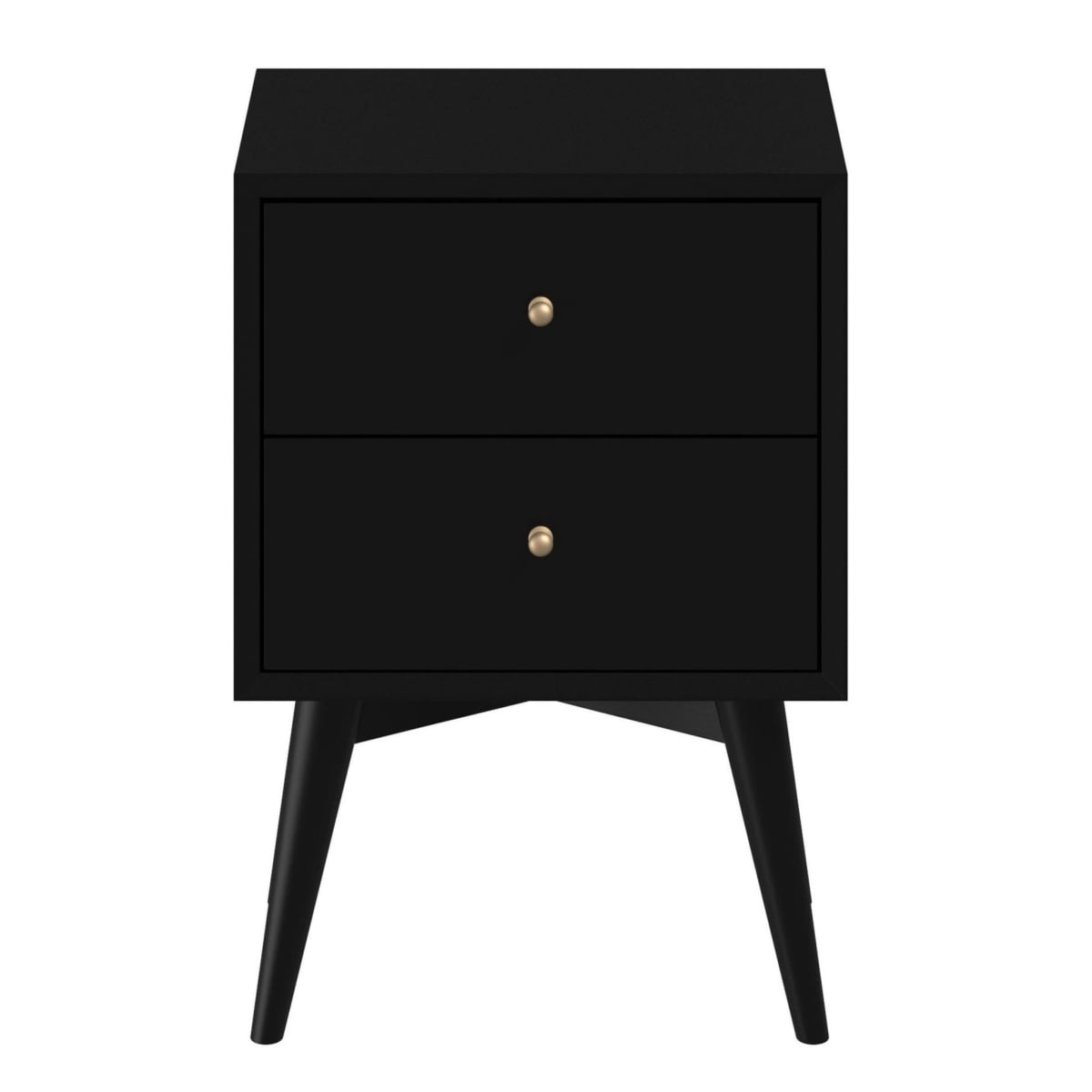 399246 26 x 18 x 15 in. Century Modern Wood 2 Drawer Nightstand, Black