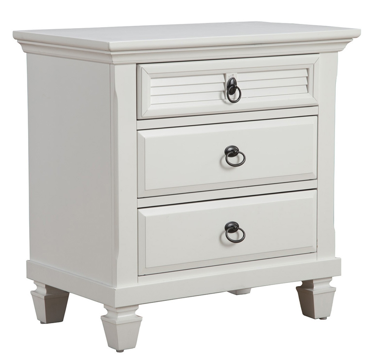 Plantation 3 Drawer Nightstand, White