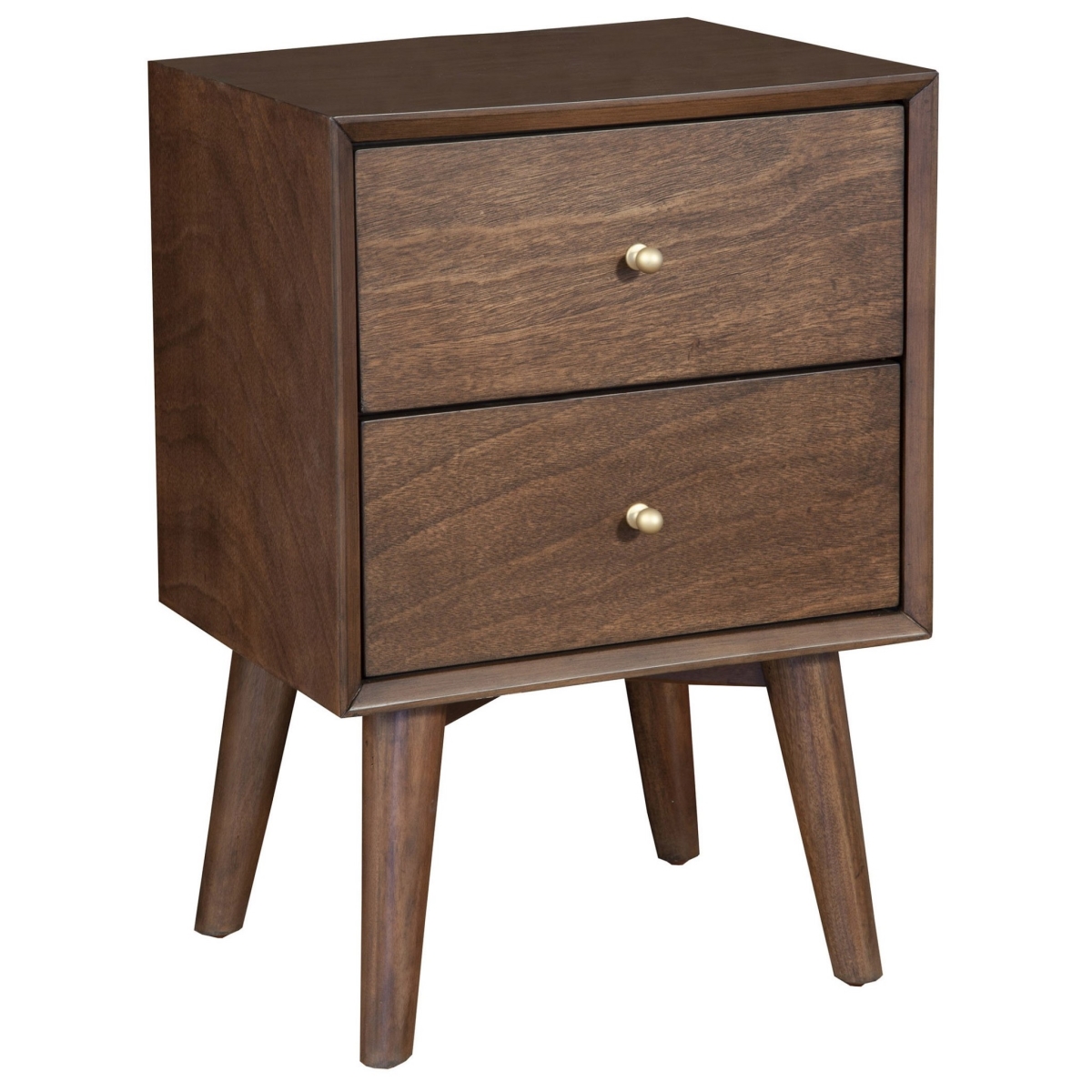 399266 26 x 18 x 15 in. Century Modern Wood 2 Drawer Nightstand, Dark Brown
